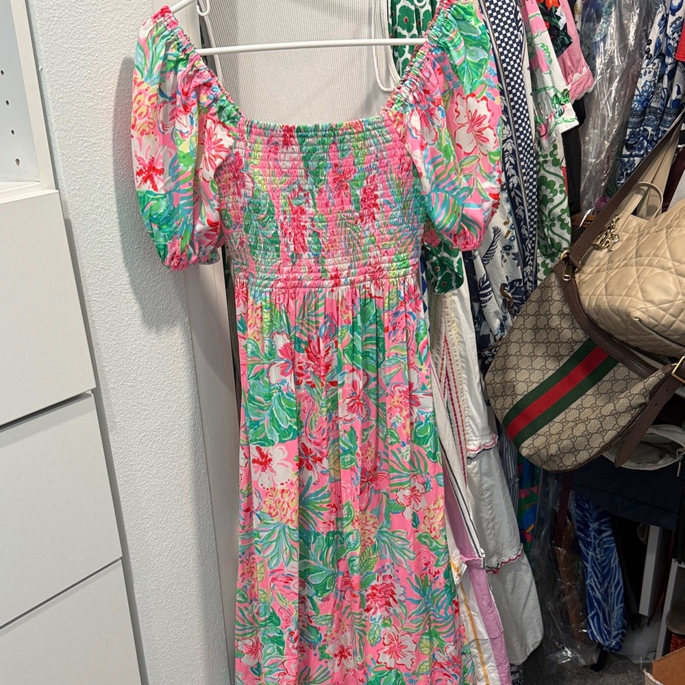 Lilly Pulitzer Pink and Green Floral Dress